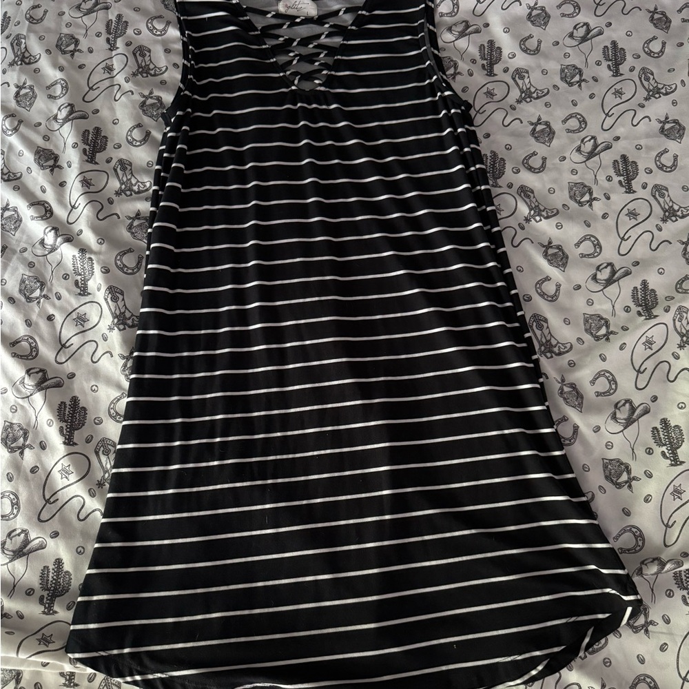 Glitz Black and White Crisscross Dress